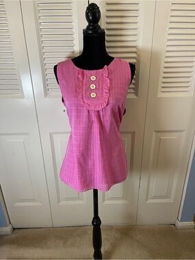 Lilly Pulitzer Sleeveless Pink Ruffle Button Front Women's Top